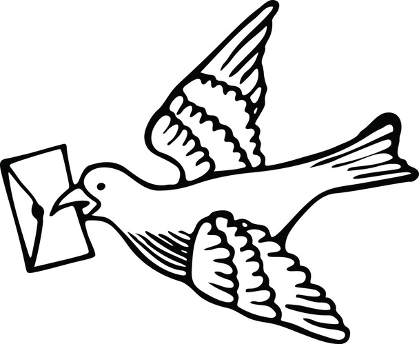Cute bird flying with a letter - ベクター画像