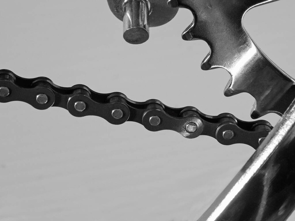Bicycle pedal cranks. Close-up. Isolated on light gray background. - Фото, изображение