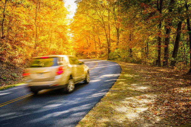 Guida panoramica su Blue Ridge Parkway in North Carolina in autunno - Foto, immagini