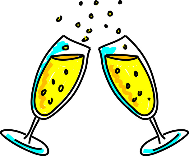 Champagne glasses with bubbles - Vector, Image