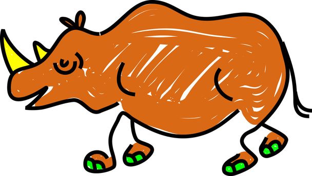 Cartoon bruin rhino - Vector, afbeelding
