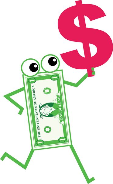 Dólar dólar de dibujos animados
 - Vector, Imagen