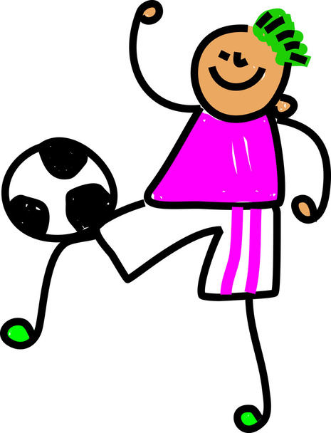 Sarjakuva poika pelaa jalkapalloa
 - Vektori, kuva