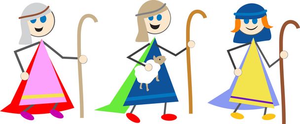 Карикатура на детей-пастухов
 - Вектор,изображение