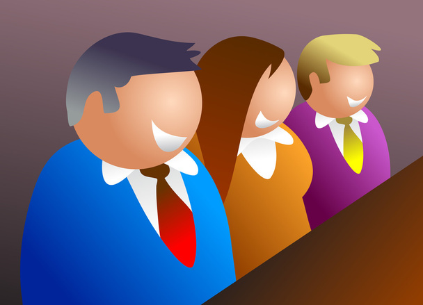Business team sitting in a row - Vector, Image