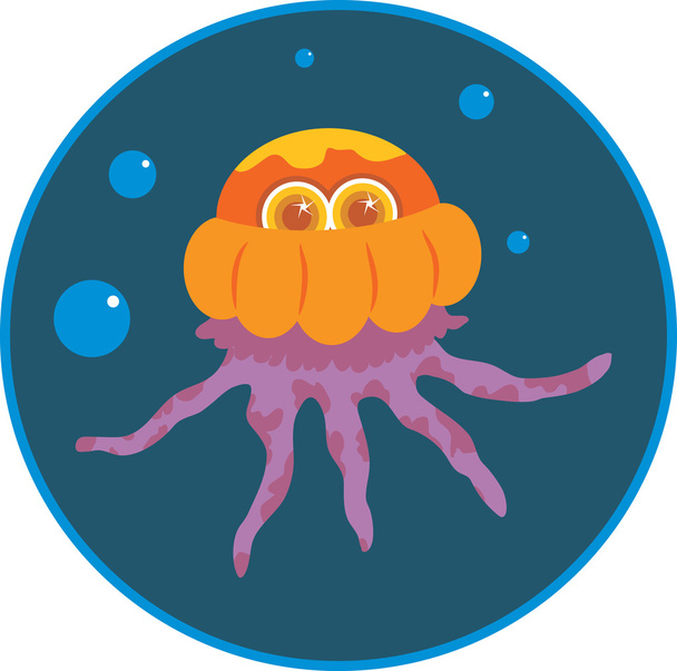 Иллюстрация мультяшной медузы
 - Вектор,изображение