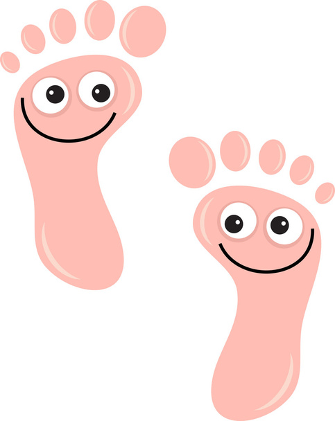 Happy Foot Print Cartoon Character - Vector, Image