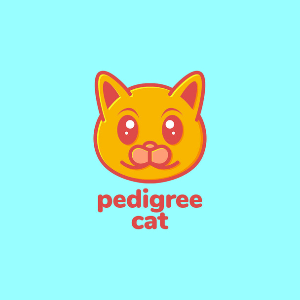 cartone animato mascotte animali domestici gatto pedigree grasso arancione carino logo disegno vettoriale icona illustrazione - Vettoriali, immagini
