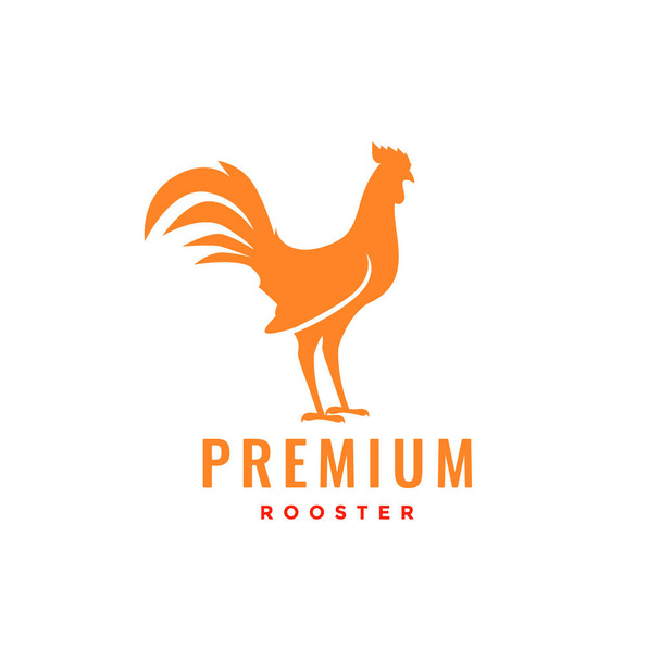 stand poultry chicken rooster flat modern long tails logo design vector icon illustration - Vector, Image