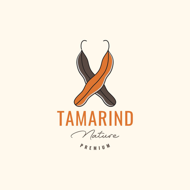 tamarind φρούτα λαχανικών μαγείρεμα μπαχαρικό γεύση οξύ μινιμαλιστικό λογότυπο σχεδιασμό εικονίδιο διάνυσμα εικονογράφηση - Διάνυσμα, εικόνα