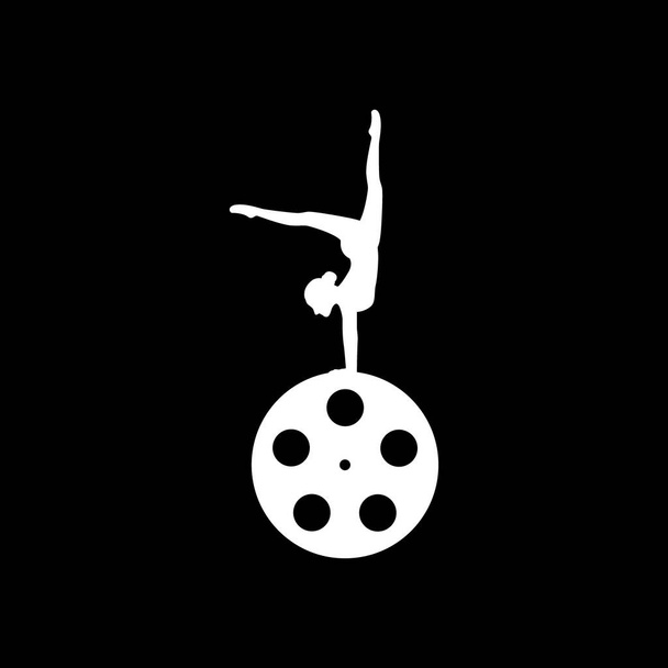 chica danza femenina ballet película logo diseño icono vector ilustración - Vector, Imagen