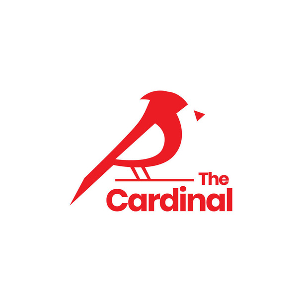 exotic bird little red cardinal simple isolated modern logo design vector icon - Vektor, obrázek
