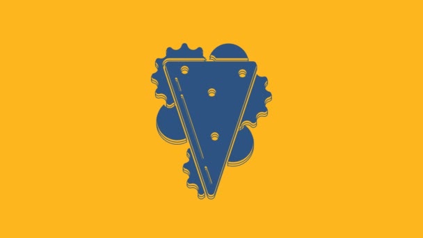 Blue Sandwich icon isolated on orange background. Hamburger icon. Burger food symbol. Cheeseburger sign. Street fast food menu. 4K Video motion graphic animation. - 映像、動画