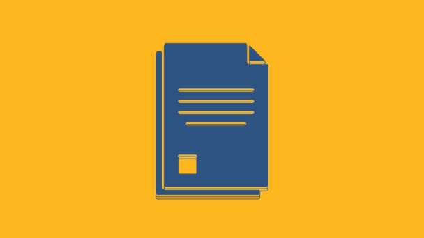 Blue File document icon isolated on orange background. Checklist icon. Business concept. 4K Video motion graphic animation. - Footage, Video