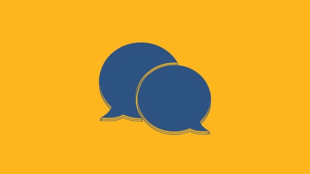 Modrá řeč bublina chat ikona izolované na oranžovém pozadí. Ikona zprávy. Symbol komunikace nebo komentáře. Grafická animace pohybu videa 4K. - Záběry, video