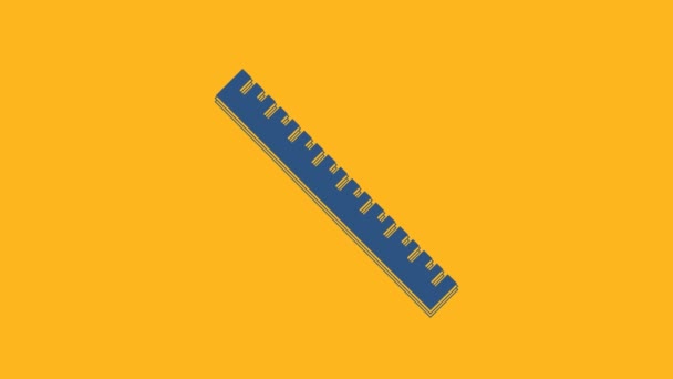 Icona Blue Ruler isolata su sfondo arancione. Simbolo dritto. Animazione grafica 4K Video motion. - Filmati, video