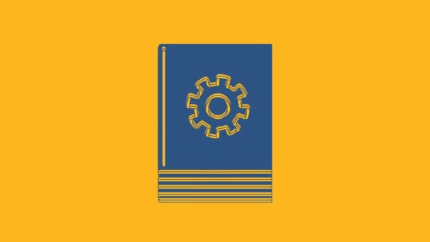Blue User manual icon isolated on orange background. User guide book. Instruction sign. Read before use. 4K Video motion graphic animation. - Кадры, видео