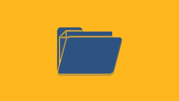 Ikona folderu Blue Document na pomarańczowym tle. Rachunkowy symbol segregatora. Zarządzanie księgowością. 4K Animacja graficzna ruchu wideo. - Materiał filmowy, wideo