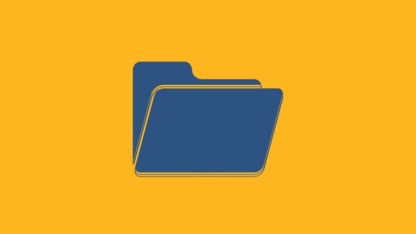 Ikona folderu Blue Document na pomarańczowym tle. Rachunkowy symbol segregatora. Zarządzanie księgowością. 4K Animacja graficzna ruchu wideo. - Materiał filmowy, wideo