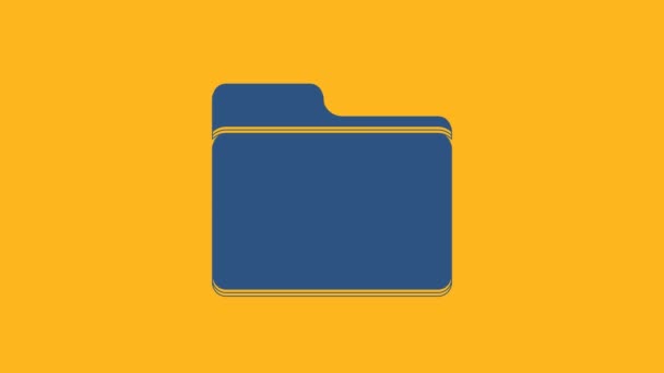 Blue Document folder icon isolated on orange background. Accounting binder symbol. Bookkeeping management. 4K Video motion graphic animation. - Footage, Video