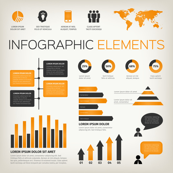 Πορτοκαλί σύνολο infographic στοιχείων - Διάνυσμα, εικόνα