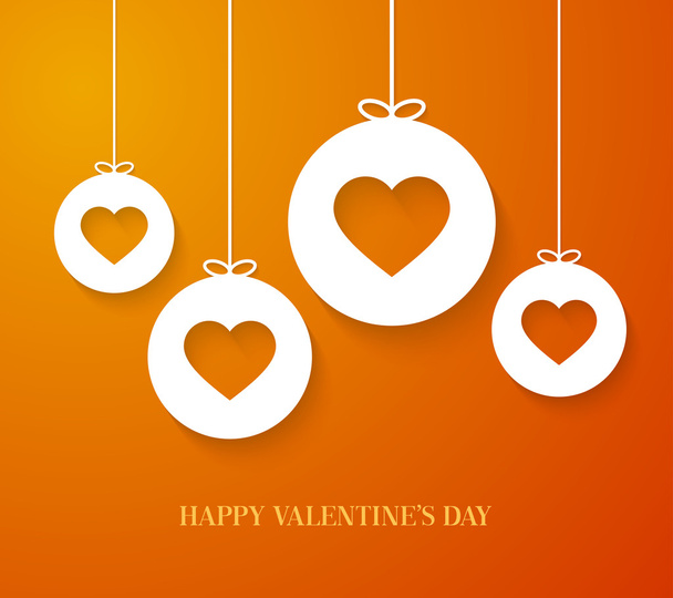 Valentines day card with hanging hearts. - Vector, Imagen