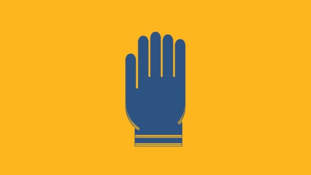 Ikona rękawic Blue Garden na pomarańczowym tle. Znak gumowych rękawic. Ochrona dłoni, rękawiczki ochronne. 4K Animacja graficzna ruchu wideo. - Materiał filmowy, wideo