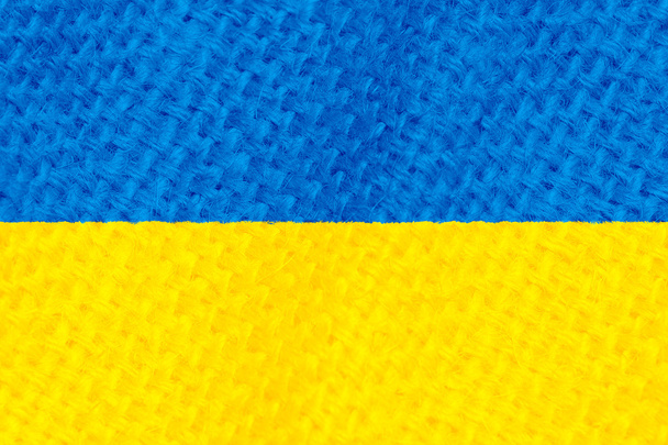 Flag of the Ukraine, burlap texture - Fotografie, Obrázek