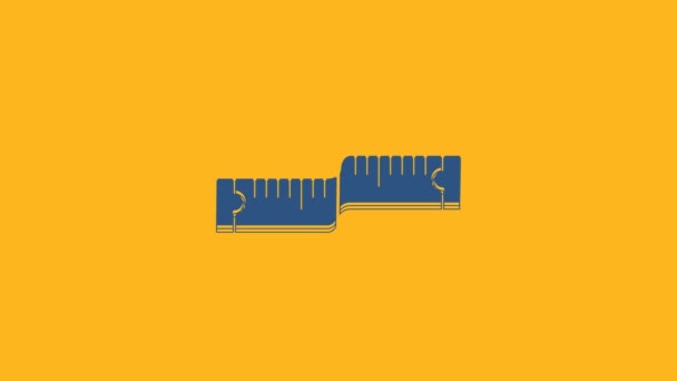 Blue Tape measure icon isolated on orange background. Measuring tape. 4K Video motion graphic animation. - Záběry, video
