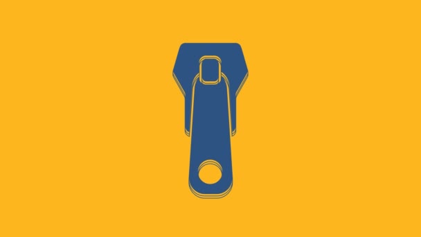 Ікона Blue Zipper ізольована на помаранчевому тлі. 4K Відеографічна анімація. - Кадри, відео
