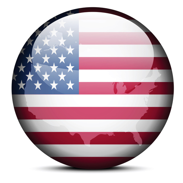 Mapa en el botón de la bandera de United States of America
 - Vector, Imagen