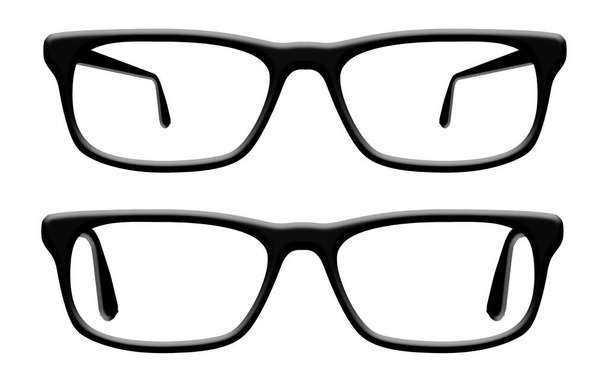 Si vedono gli occhiali neri. Questa è un'illustrazione in 3D. - Foto, immagini
