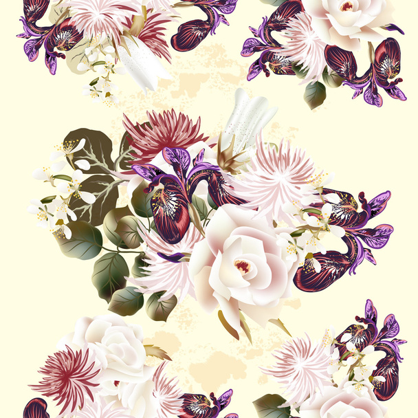 Floral  seamless pattern with roses and flowers in watercolor st - Διάνυσμα, εικόνα