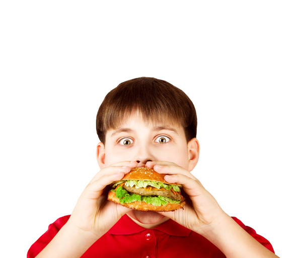 хлопчик з гамбургером
 - Фото, зображення