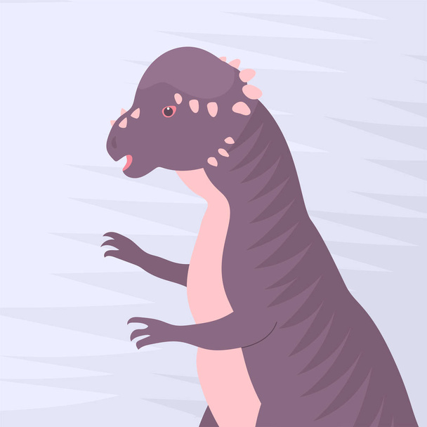 Ancient pangolin pachycephalosaurus. Strong head forehead. Herbivorous dinosaur of the Jurassic period. Vector cartoon illustration - Vetor, Imagem