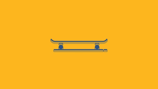Blue Skateboard icon isolated on orange background. Extreme sport. Sport equipment. 4K Video motion graphic animation. - Footage, Video