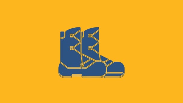 Ikona Blue Boots izolovaná na oranžovém pozadí. Grafická animace pohybu videa 4K. - Záběry, video