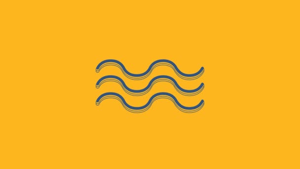 Blue Waves icoon geïsoleerd op oranje achtergrond. 4K Video motion grafische animatie. - Video