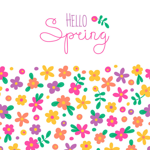 Sizon kártya Hello tavaszi aranyos virágokkal. - Vektor, kép