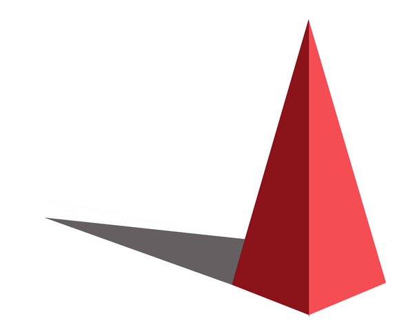 A steep red pyramid casts a long shadow in this graphic resource in a 3-d illustration. - Foto, afbeelding