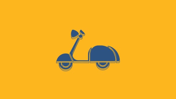 Icona Scooter blu isolato su sfondo arancione. Animazione grafica 4K Video motion. - Filmati, video
