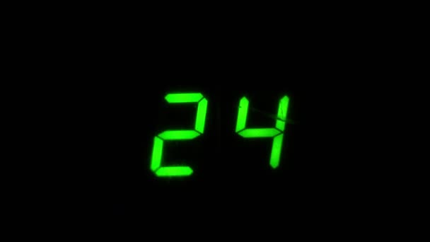 Countdown by green numbers on a black background. Channel change indicator on the TV. Numbers from 29 to zero. Counting from largest to smallest. High quality 4k footage - Кадры, видео