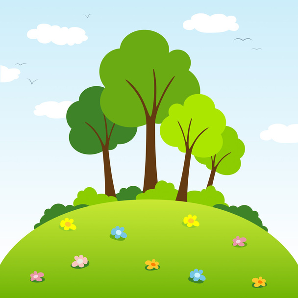 Trees on a Hill - Vector, Image