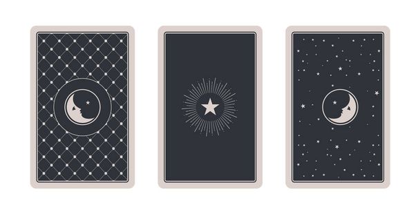 Set of playing cards backs with esoteric designs isolated on white background - Vector, Image