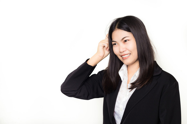 Business asian woman thinking in looking pensive and happy in su - Photo, Image