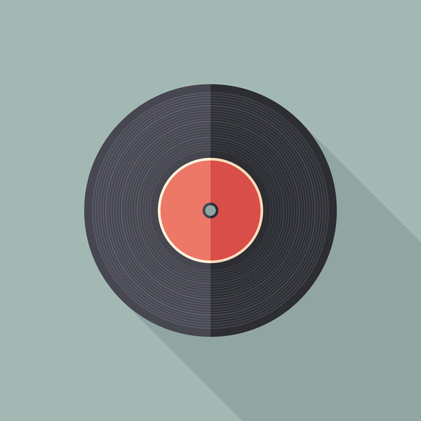 Vinyl flat square icon with long shadows. - Vector, imagen