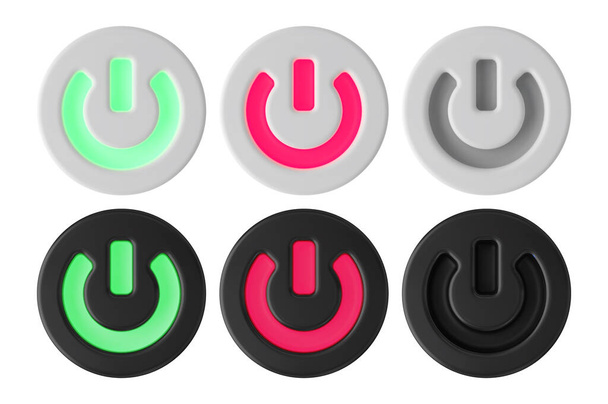 Black and white vector power buttons. Turn on and turn off buttons set - Vektor, obrázek