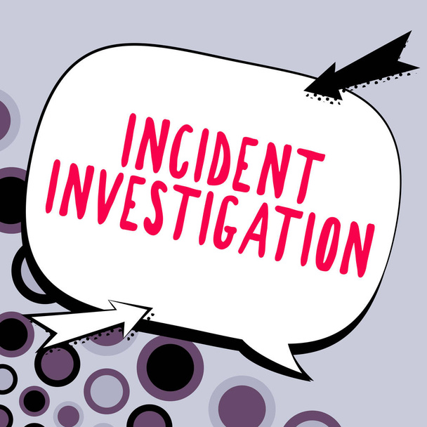 Inspiratie toont teken Incident Investigation, Business showcase verantwoordelijk voor de integriteit van het Incident - Foto, afbeelding