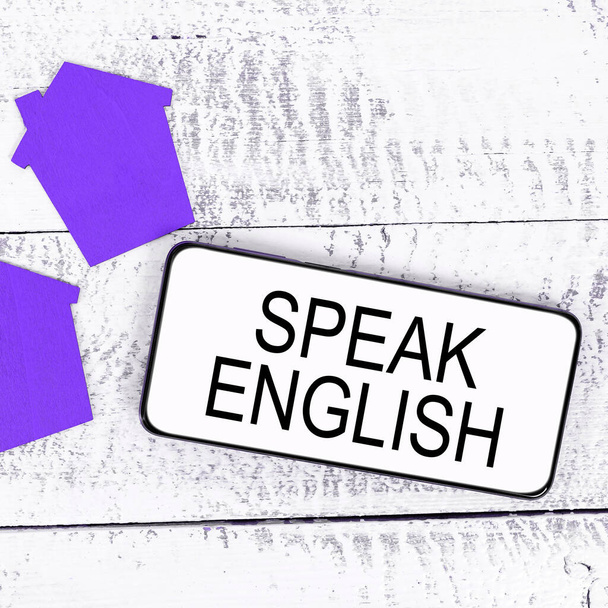 Conceptual caption Speak English, Conceptual photo Study another Foreign Language Online Verbal Courses - Fotó, kép