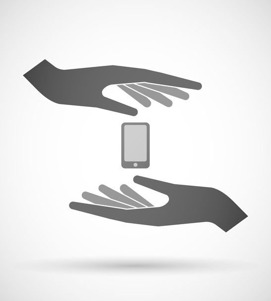 Ruce chránit, nebo dávat chytrý telefon - Vektor, obrázek